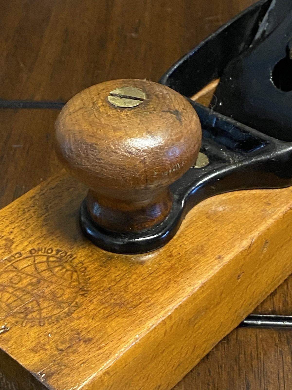 Antique c.1910 Ohio Tools Co.No.027 Wood Transitional Jack Plane “Ohio Globe”