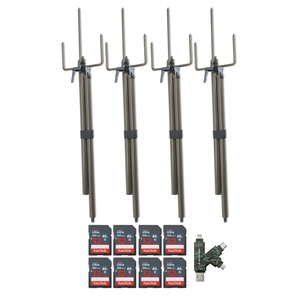 Stealth Cam Trail Camera Mount Stick 4 Pack 8 Pack Memory Card Bundle