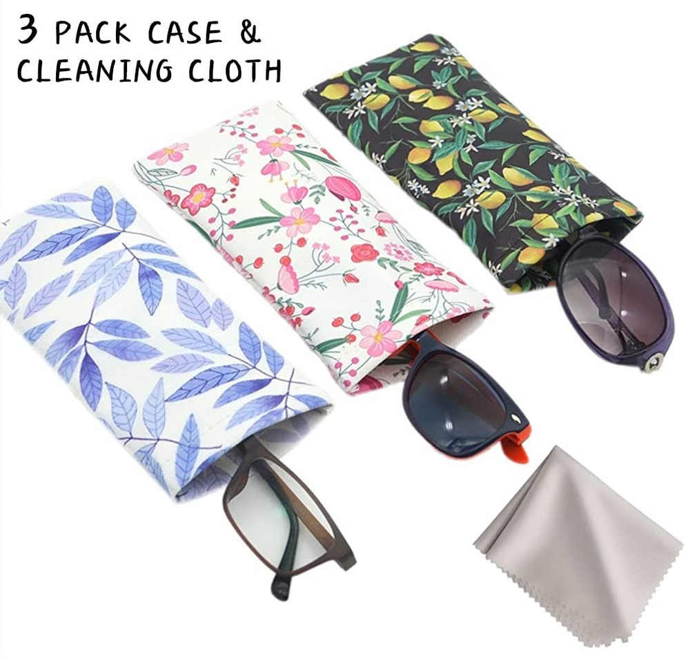 Eyeglasses Pouch Soft Leather Glasses Case 3 Pack