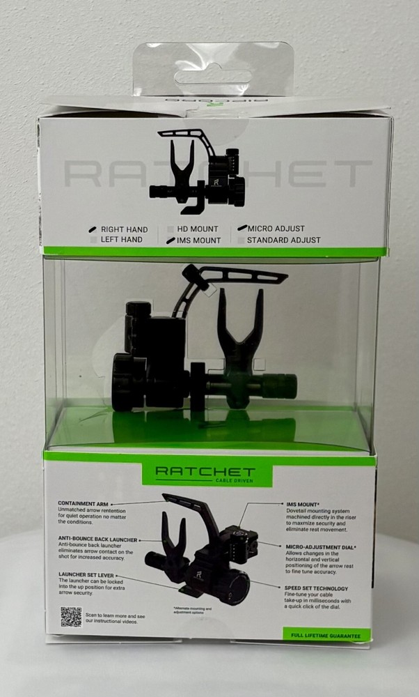 Ripcord Ratchet Cable Driven Arrow Rest RH Standard Mount Micro Adjust New