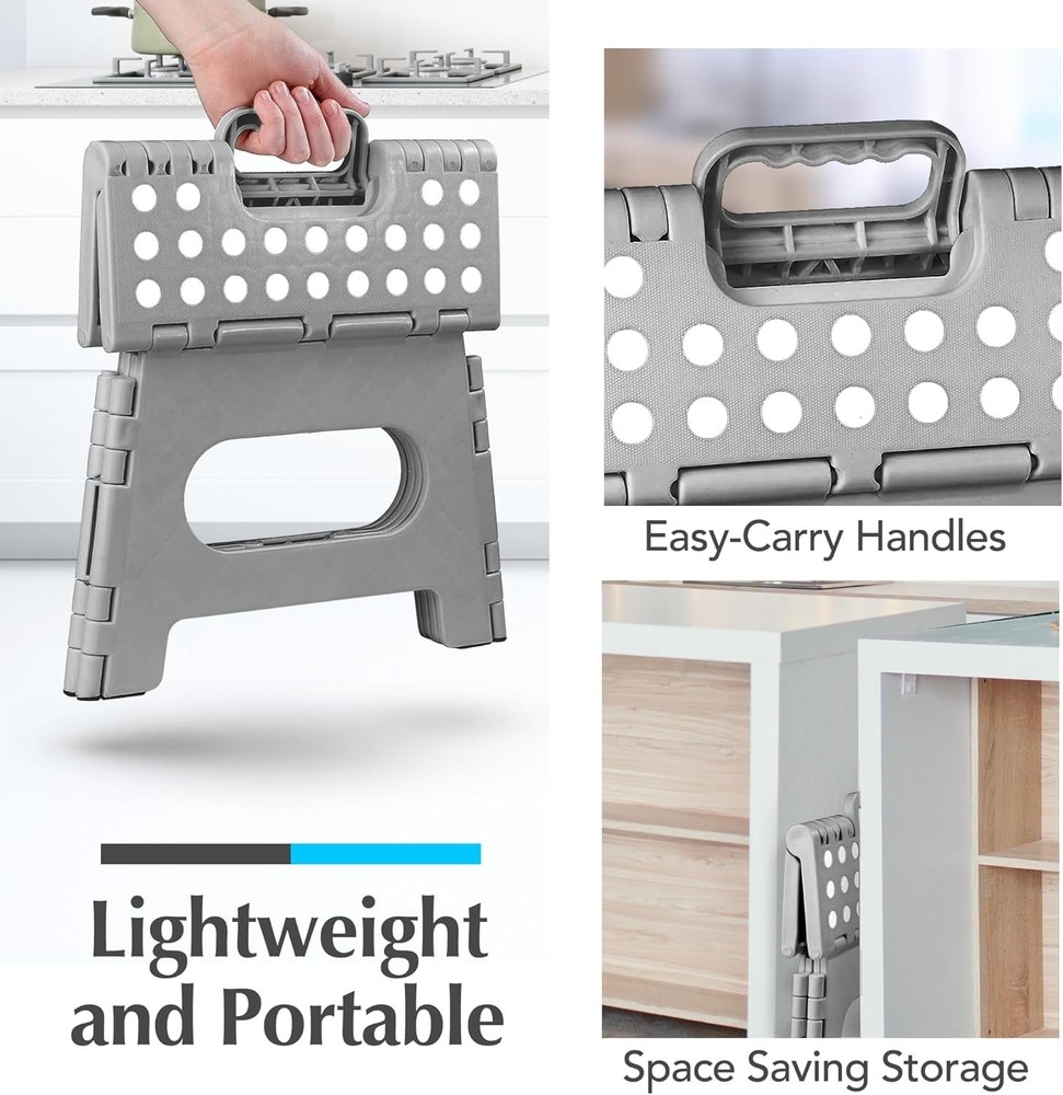 Compact Folding Step Stool - Supports 300 lbs, Ideal for Kitchen and Bathroom
