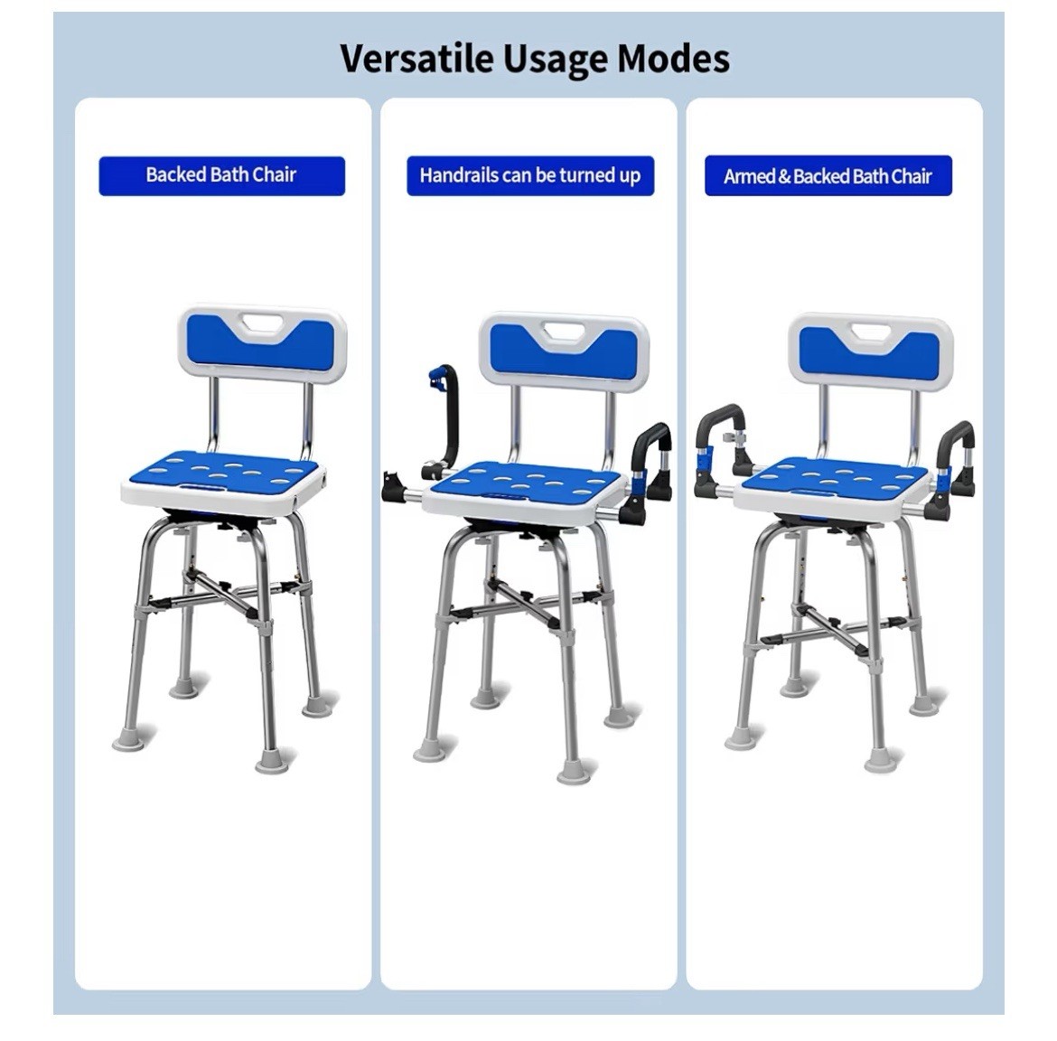 Swive Shower Chair with Arms and Back Heavy Duty 500 lbs for shower bath