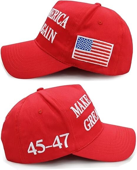 Baseball Cap for Trump 2024 45-47 MAGA Hat Make America Great Again with US Flag