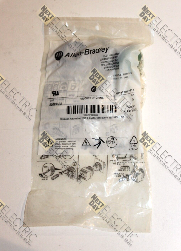 Allen Bradley, 800FP-P3, Green Light Pilot Lens Lamp Indicator