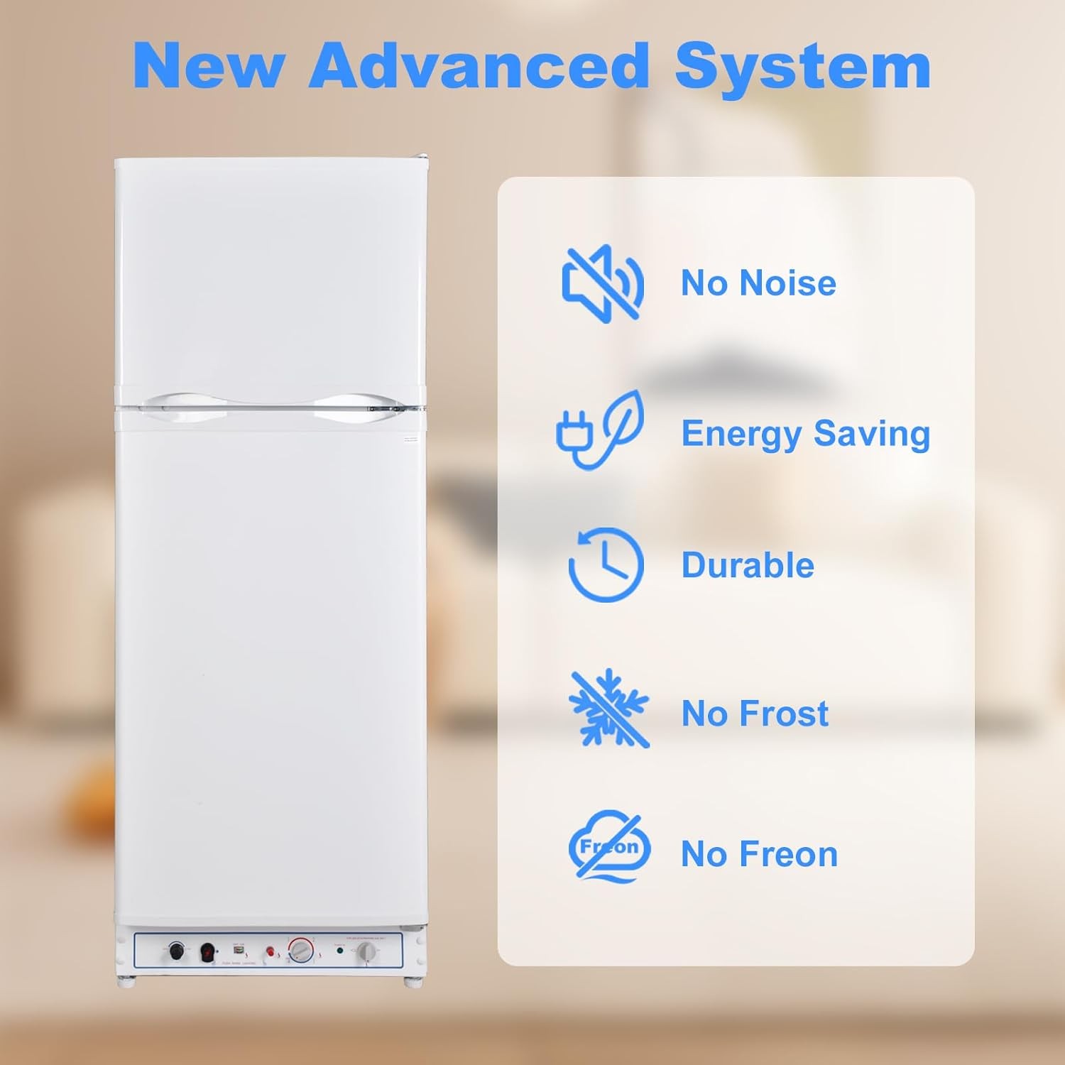 6.5 cu ft 2-Way Propane Gas Refrigerator Freezer RV Off-grid Cabin Camper White