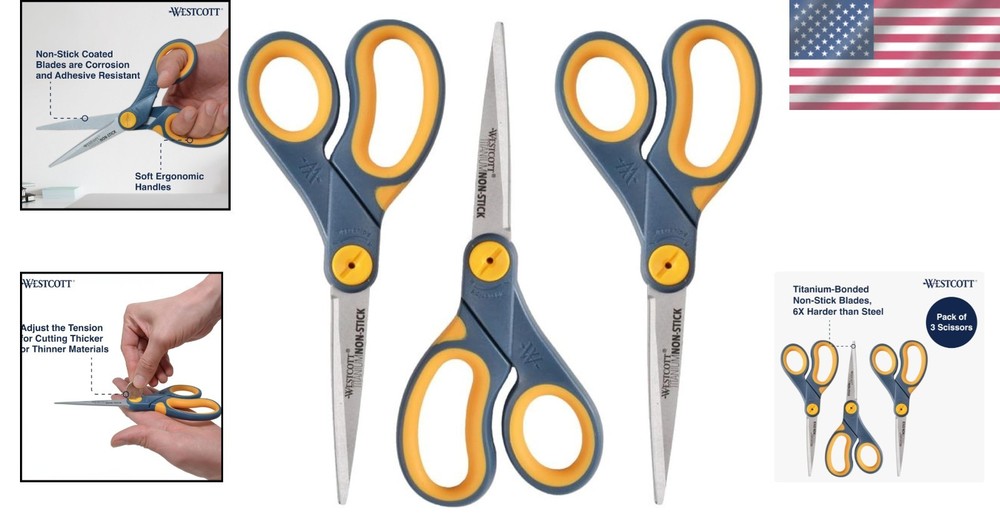 Titanium Non-Stick Scissors 3-Pack - Office & Home