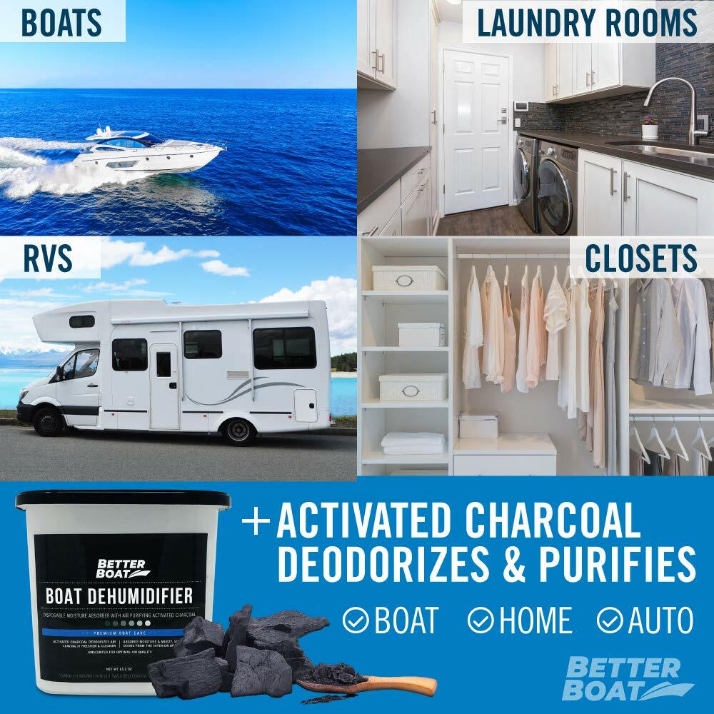 2 Pack Boat Dehumidifier Moisture Absorber and Charcoal Deodorizer Remove