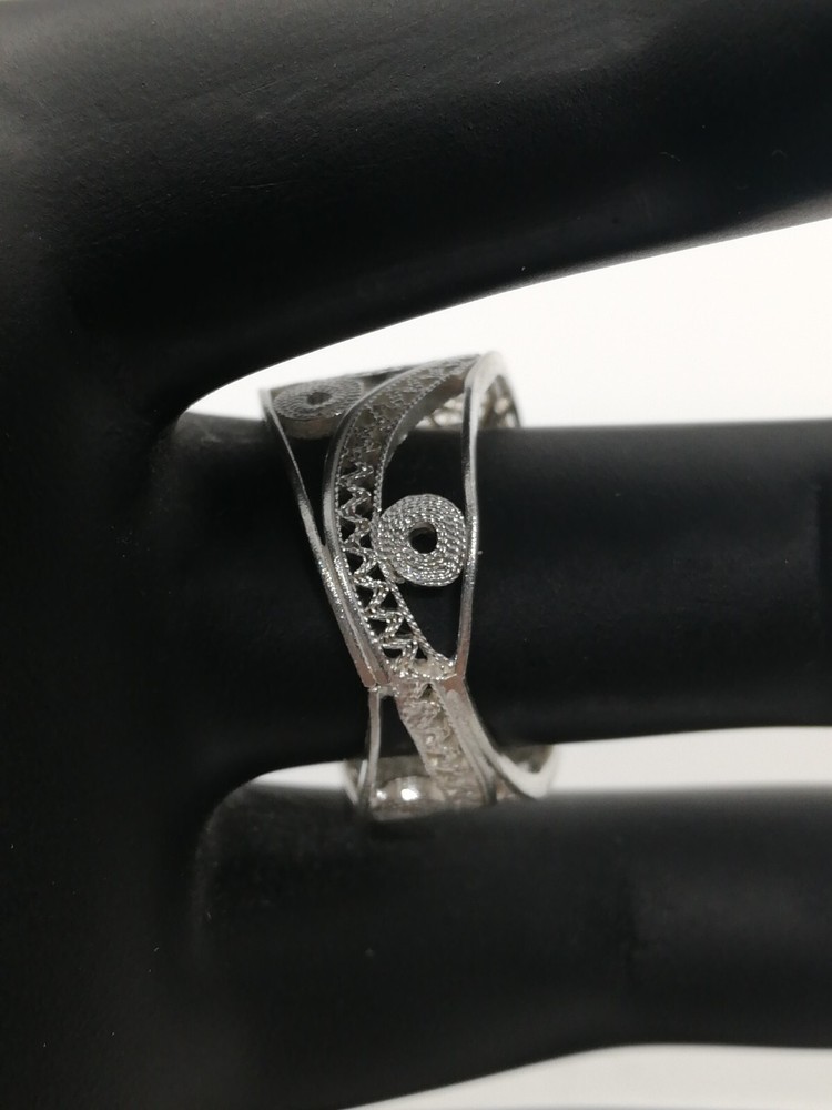 . 970 Solid Silver Women's Ring Size 8.5 Filigree New.