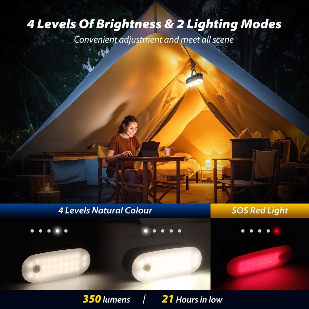 Motion Sensor Camping Lights,Rechargeable Camping Lantern, Portable Hanging T...
