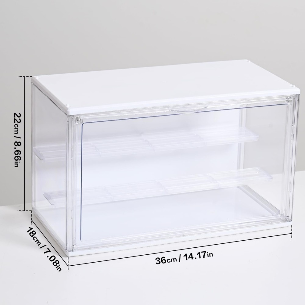 Acrylic Display Case with Light, Clear Showcase with Adjustable Shelf Risers,...