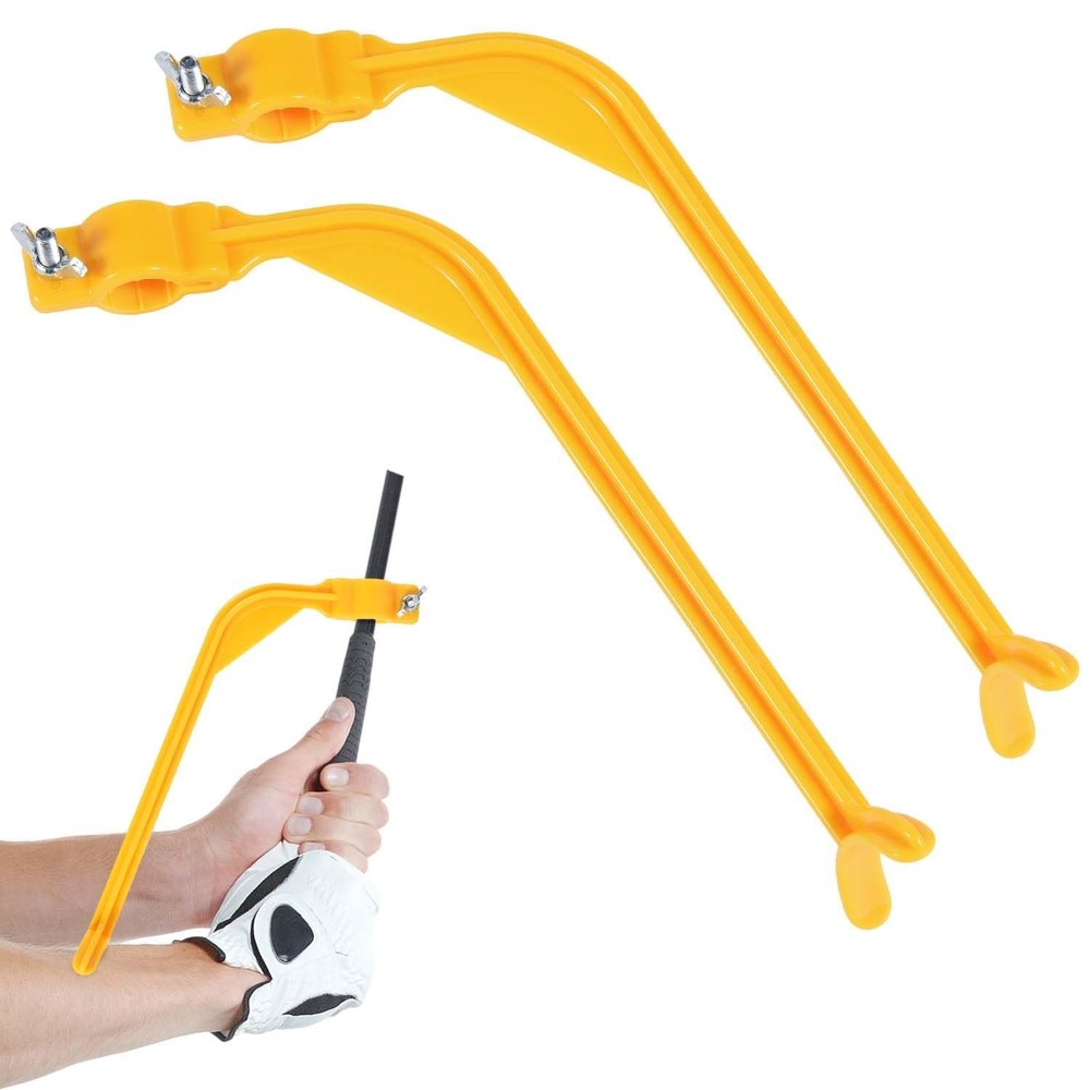2 Pcs Golf Training Aids Swing Correcting Trainer Tool Golf Accessories Yellow