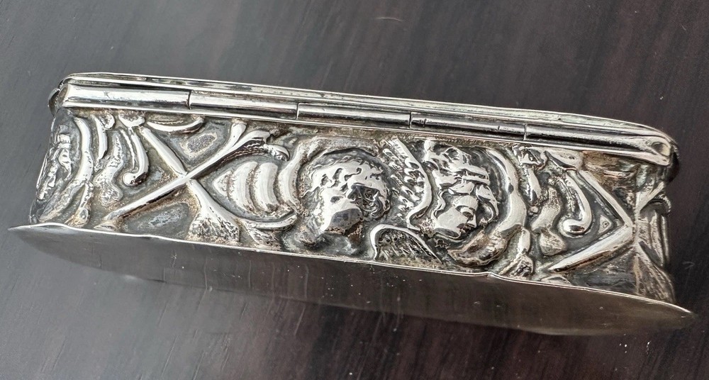 Antique Solid Silver Trinket Box Reynolds Angels c.1903
