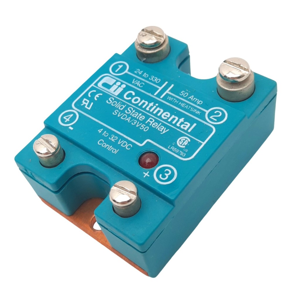 Continental SVDA/3V50 Solid State Relay, SPST, 24-330VAC, 50A, 4-23VDC Control