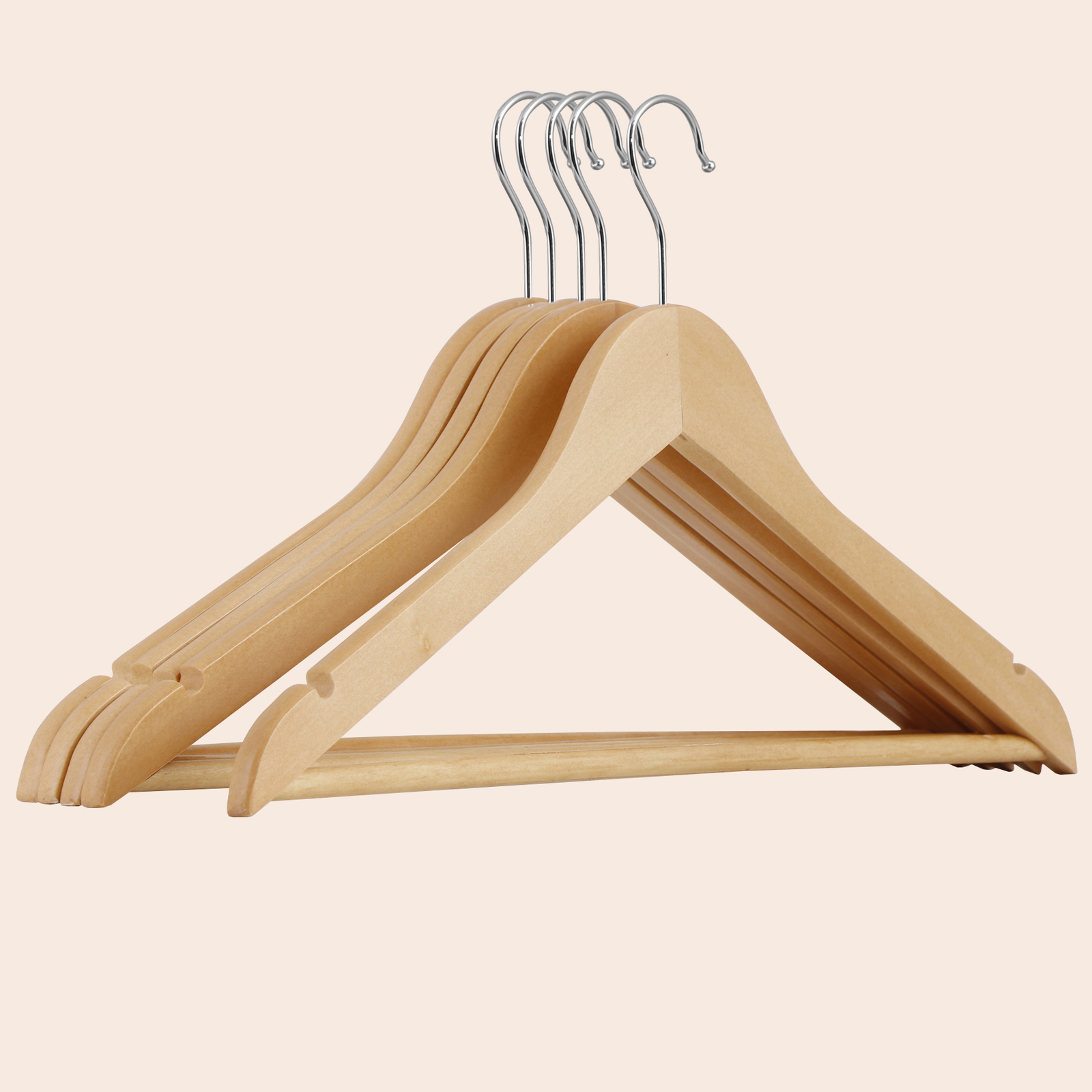 50 Pack Clothes Hangers Premium Natural Finish Suit Pant Dress Coat Hangers Wood