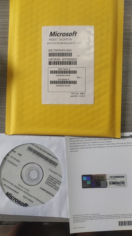 Microsoft Windows Server 2022 Standard Edition 24-Core License 50 CALs Key & COA