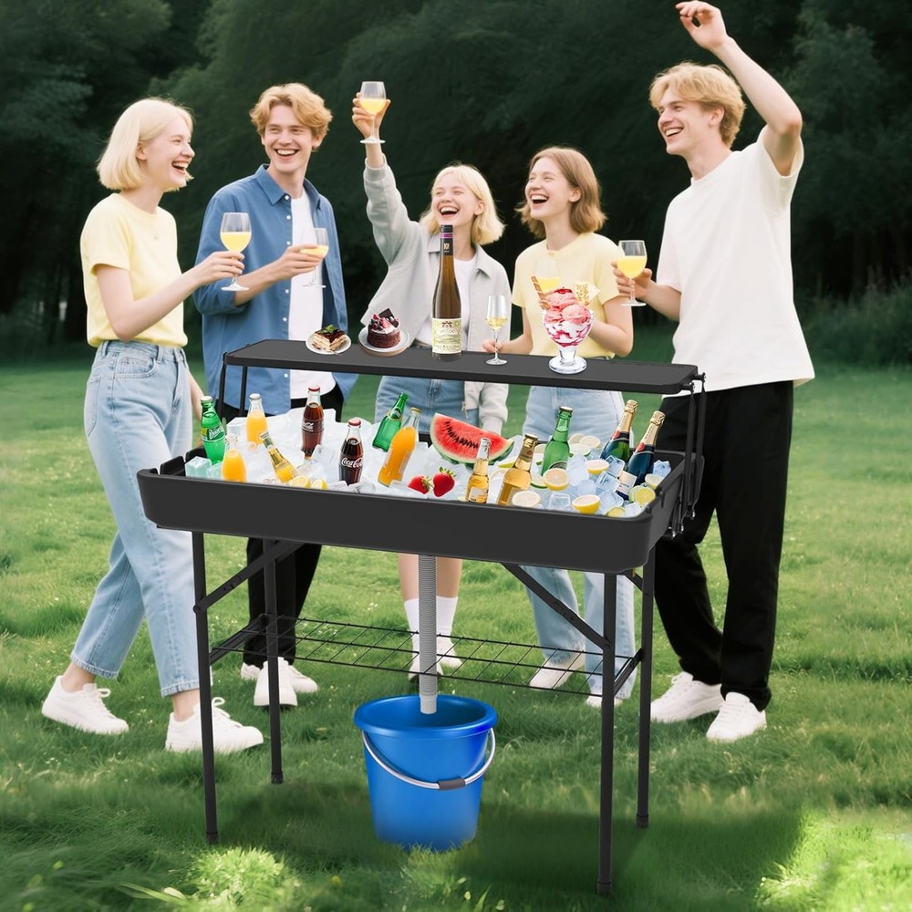 GENERIC DOUBLE-LAYER ICE COOLER FOLDING TABLE PARTY CHILLING - Scratch & Dent