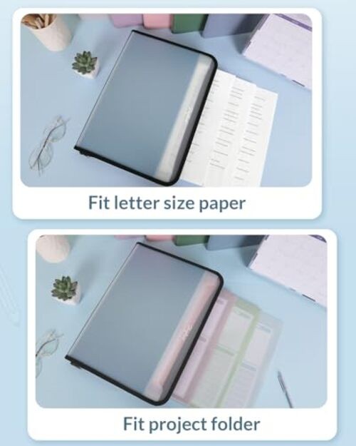 Document Organizer, Accordion Folder with Front Pocket, 7 Pocket 1 pack Blue
