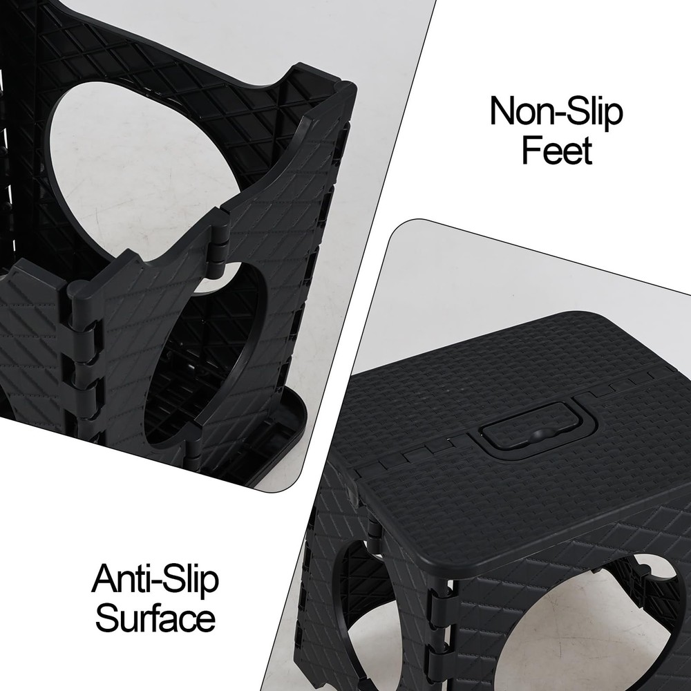 Folding Step Stool, 10 inch Non-Slip Foldable Stools, Step Stool with Handle,...