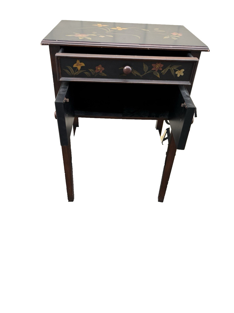 66834 Decorator Stenciled Black Lamp Table Stand