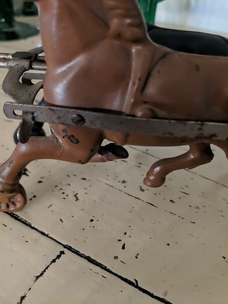 Antique Watrous Two Horse Metal Pull Toy