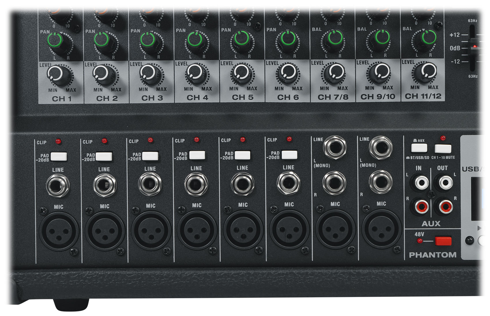 Rockville RPM109 V2 12 Channel 4800w Powered Mixer, 7 Band EQ, Effects, USB, 48V