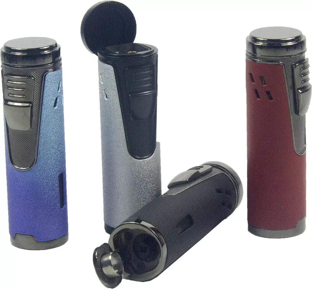 Elegant Pearlescent Torch Lighter – Quintuple Flame with Cigar Punch, Gift Idea