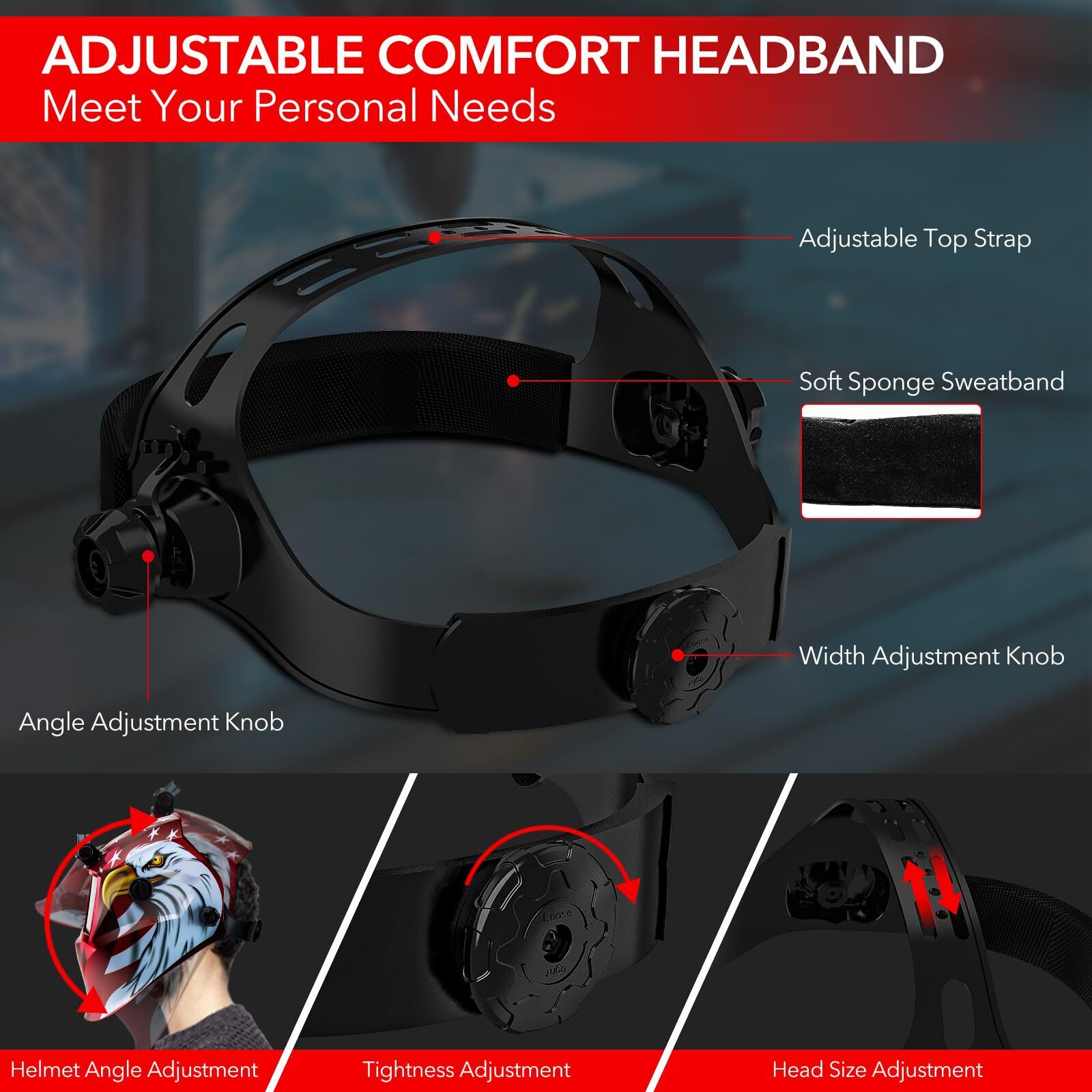 Auto Darkening Welding Helmet with LED Light, True Color View, Grind Mode