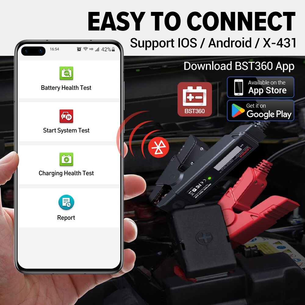 LAUNCH X431 BST360 Battery Tester Clip Analyzer Bluetooth 12V 2000CCA Voltage*……