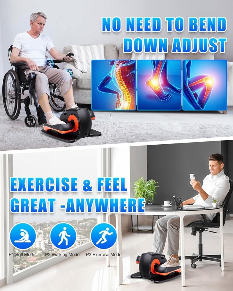 Compact Elliptical Exercise Machine - Low-Impact Pedal Trainer with LCD Display