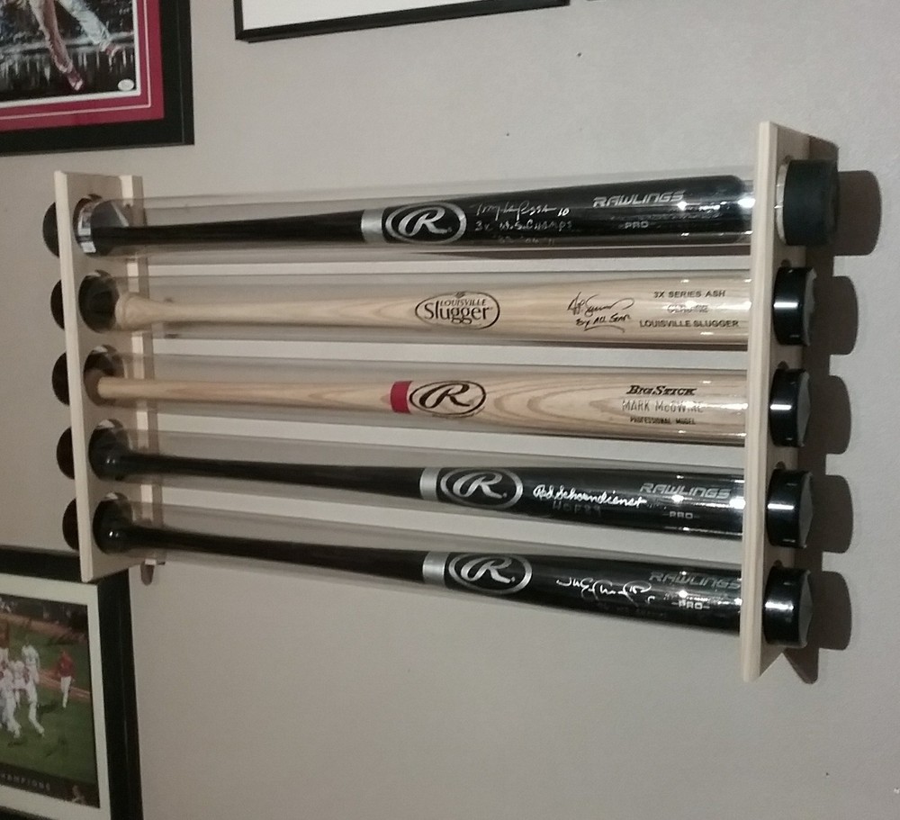 3 Bat - Wood Baseball Bat Display Wall Rack - Wall Mount  ( SEE DESCRIPTION  )