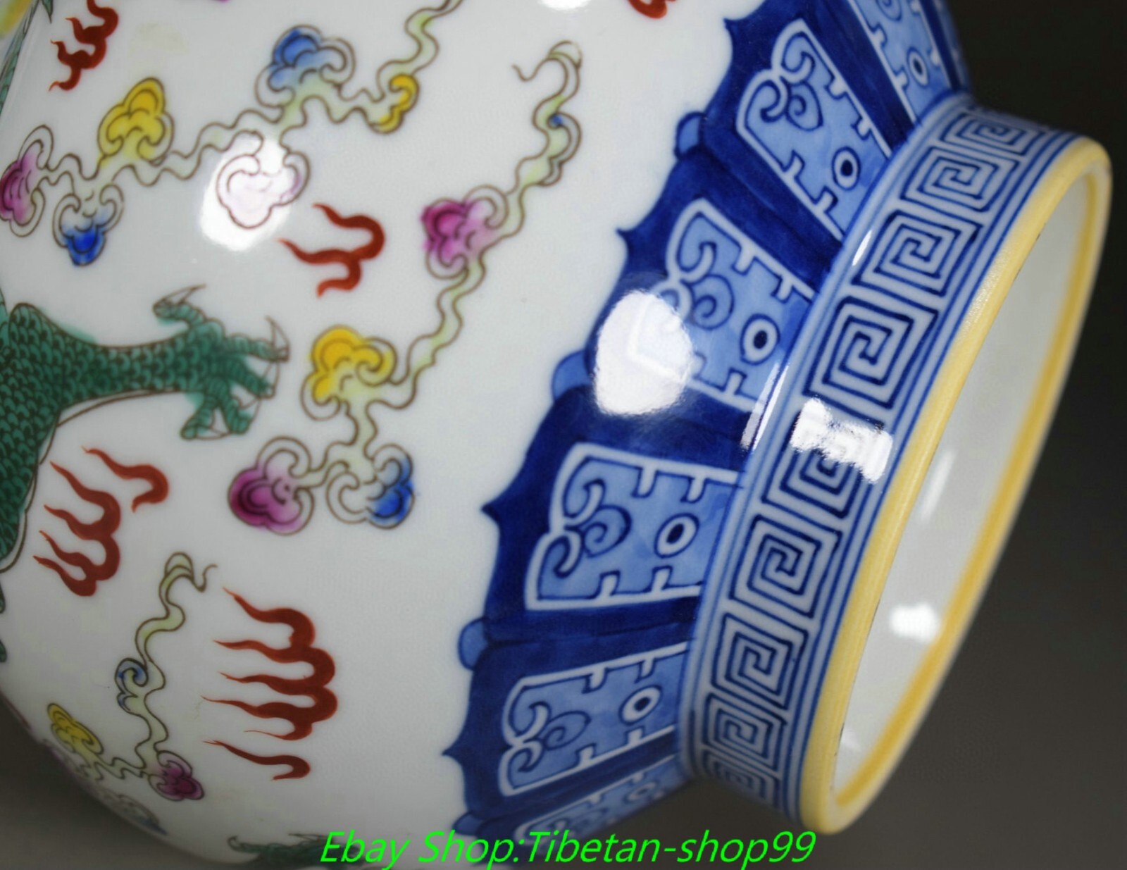 10.2'' Qing Yongzheng Marked Blue White Colour Porcelain Gold Bottle Vase Pair