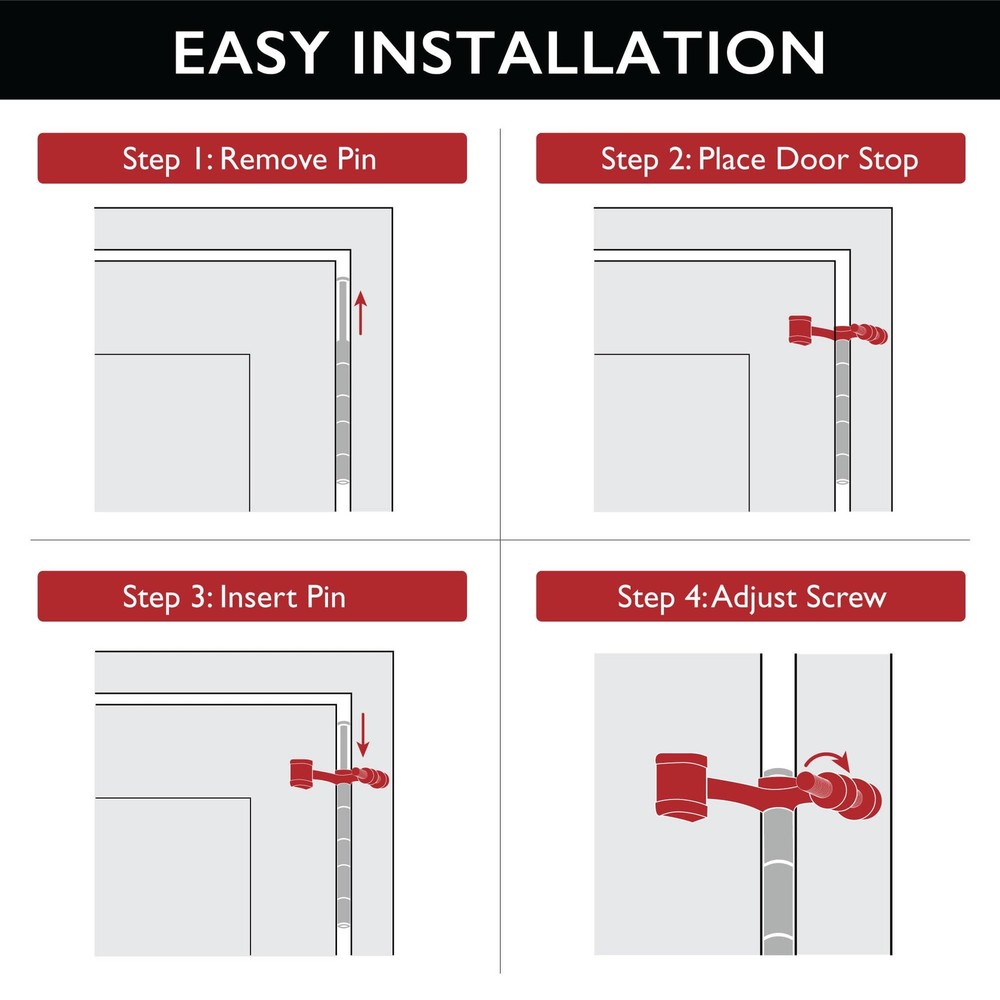 Adjustable Hinge Pin Door Stop Wall Protector with Rubber Tip, 5-Pack