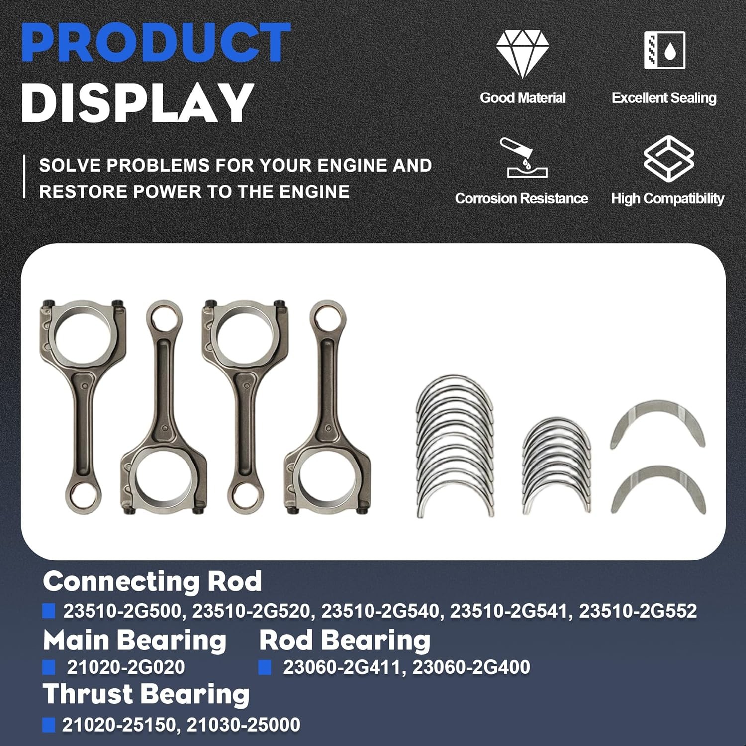 G4KJ 2.4L Engine Overhaul Rebuild Kit w/ Crankshaft Rods Timing For Hyundai KIA