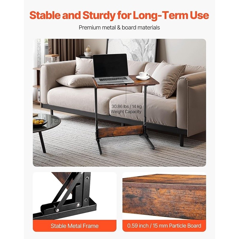 C Shaped Foldable Side Table Space Saving Laptop Stand Easy Assembly Home Use