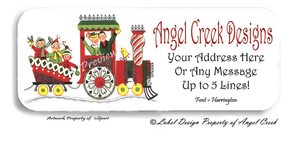 Vintage Christmas Holiday Candy Train Personalized Return Address Labels