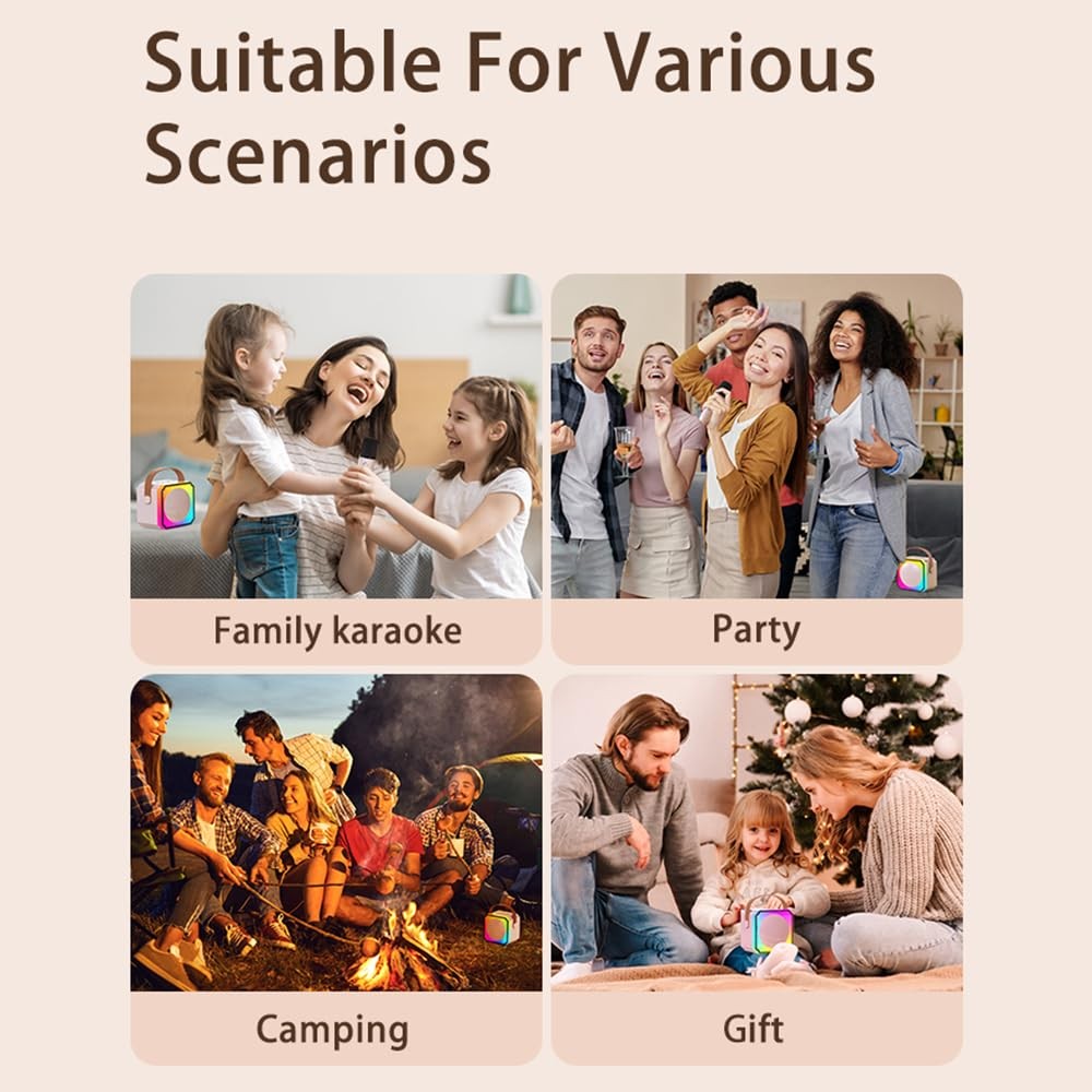 Karaoke Machine, Portable Bluetooth Karaoke Speaker with 2 Wireless Microphon...