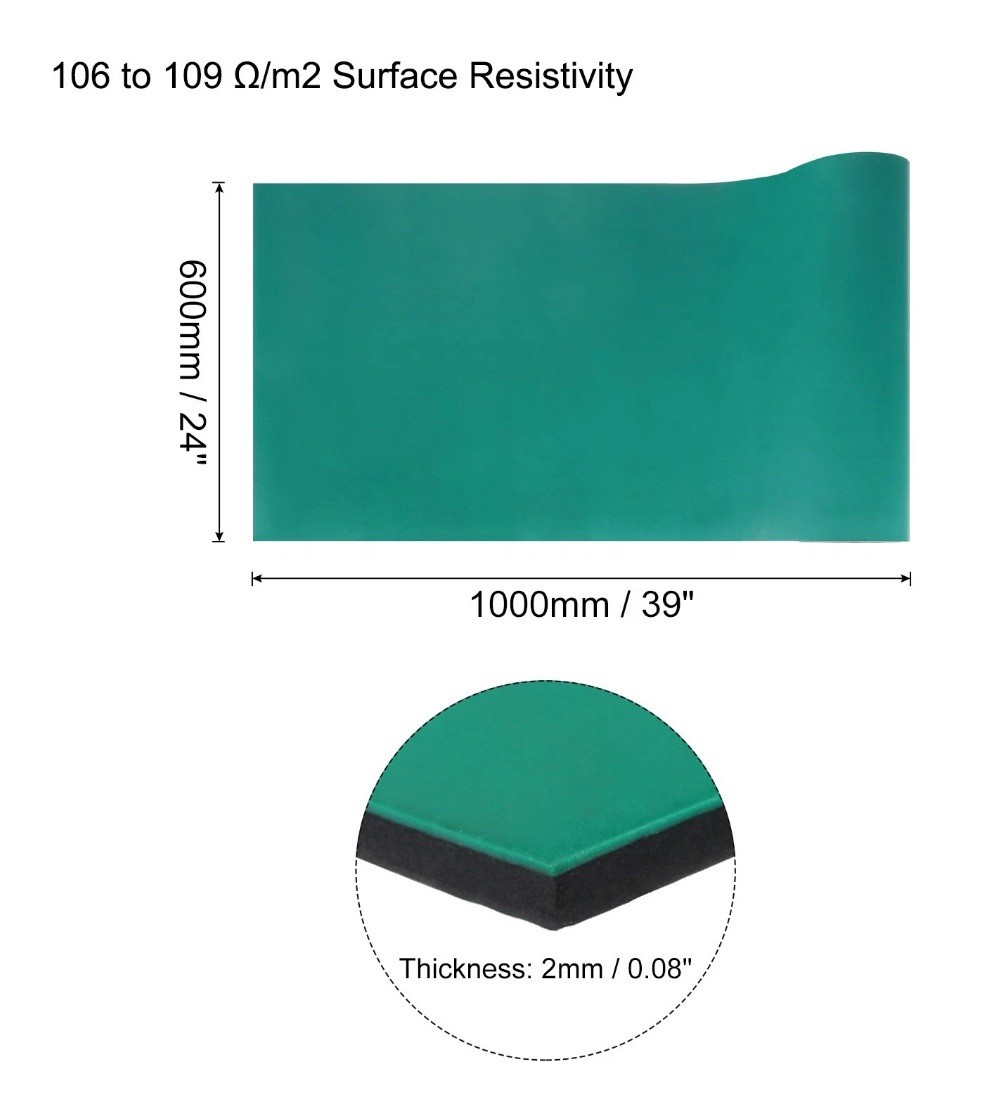 39" x 24" Extra Large ESD Silicone Soldering Mat High Temperature 0.08"