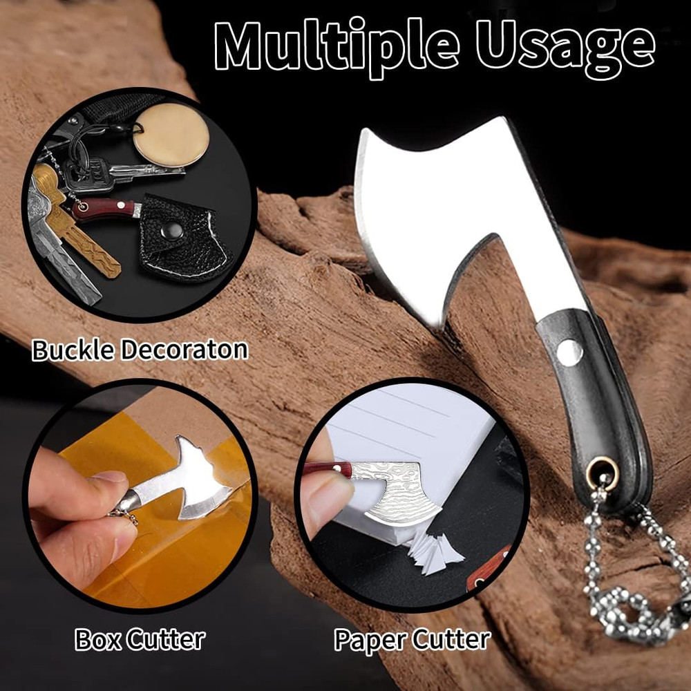 Mini Hatchet Pocket Knife Tiny Axe Knife Set Damascus Small Hatchet for Package