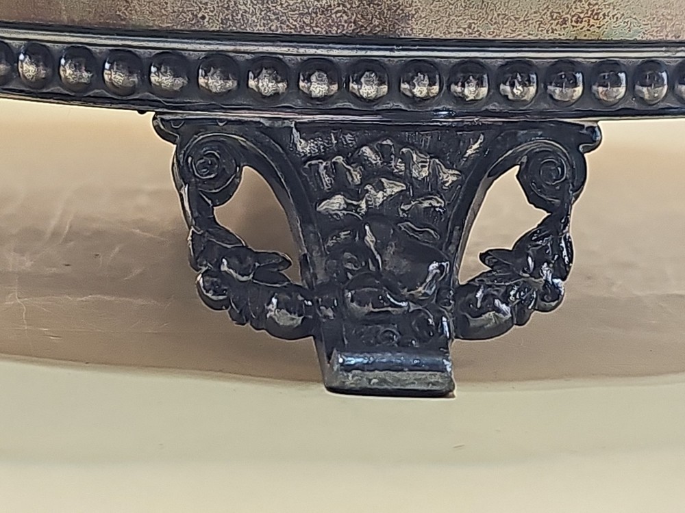 Antique Victorian Tufts Quadruple Plate Silver Brides Basket w Handle Footed