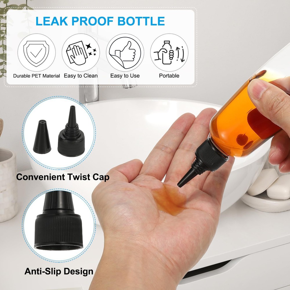 Plastic Applicator Bottle, 6 Pcs 3.4oz(100ml) Leak Proof Refillable Empty Dis...