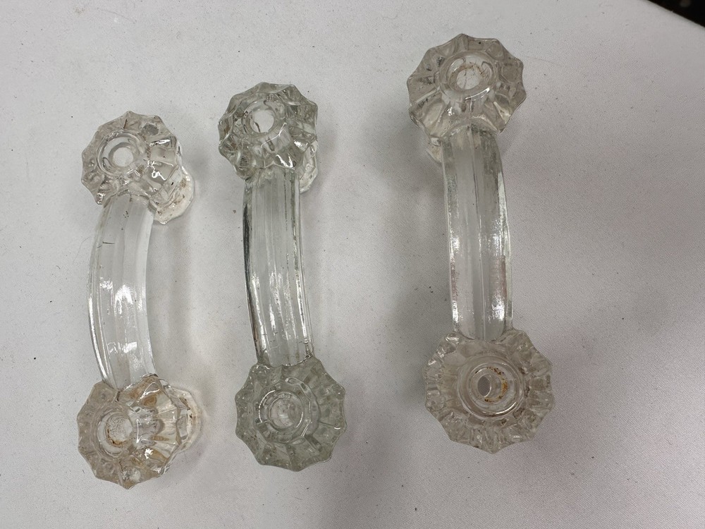 Furniture Handle Glass Original Drawer Pulls Knobs Lot 3