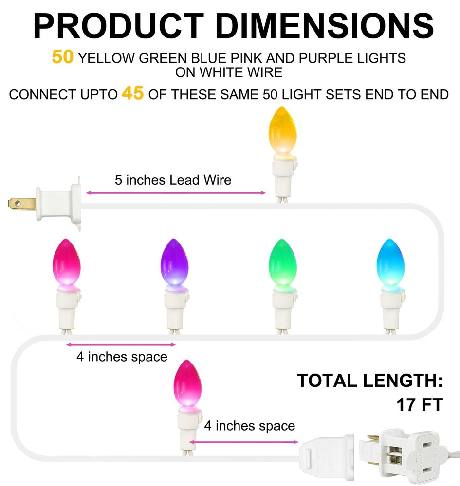 Easter Decorations, Easter Lights String Plug in, 50 LED 17FT Multi Color Chr...