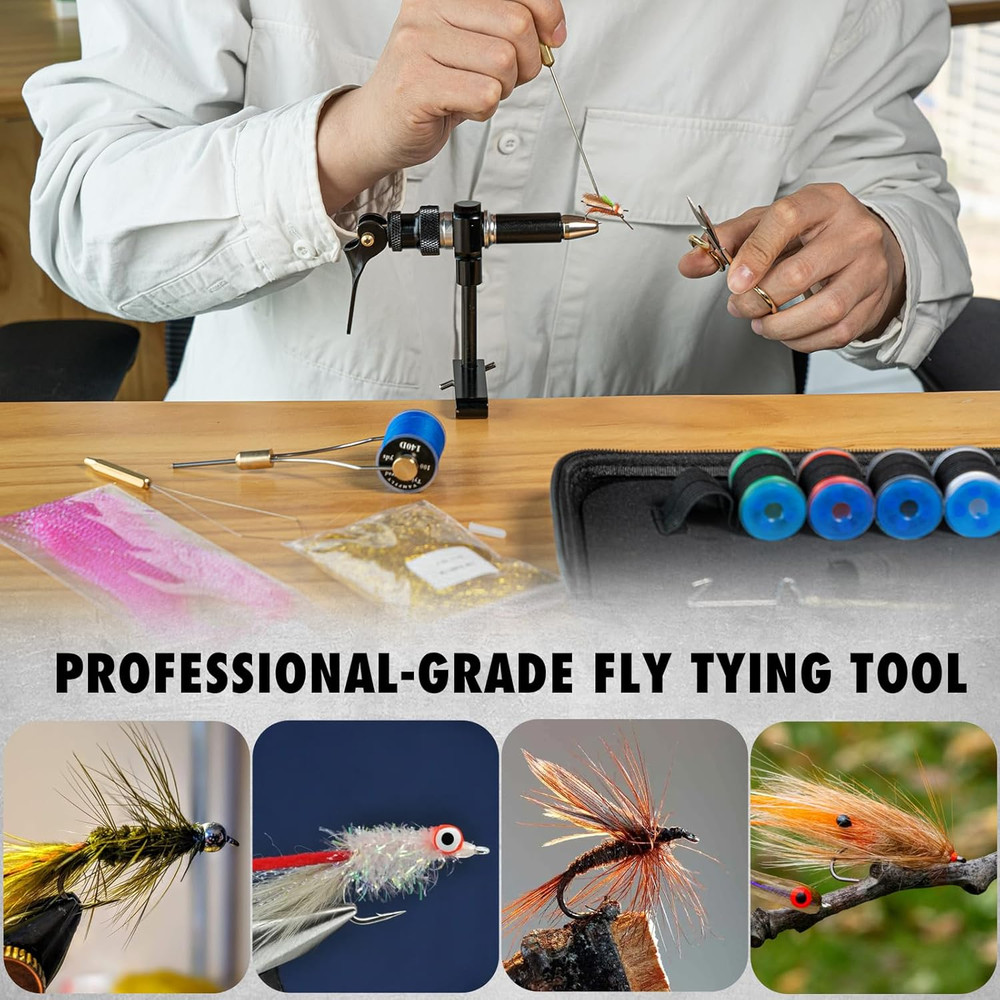 Fly Tying Vise & Tools Kit, Complete Set with Bag Include Fly Tying Vise Bobbin
