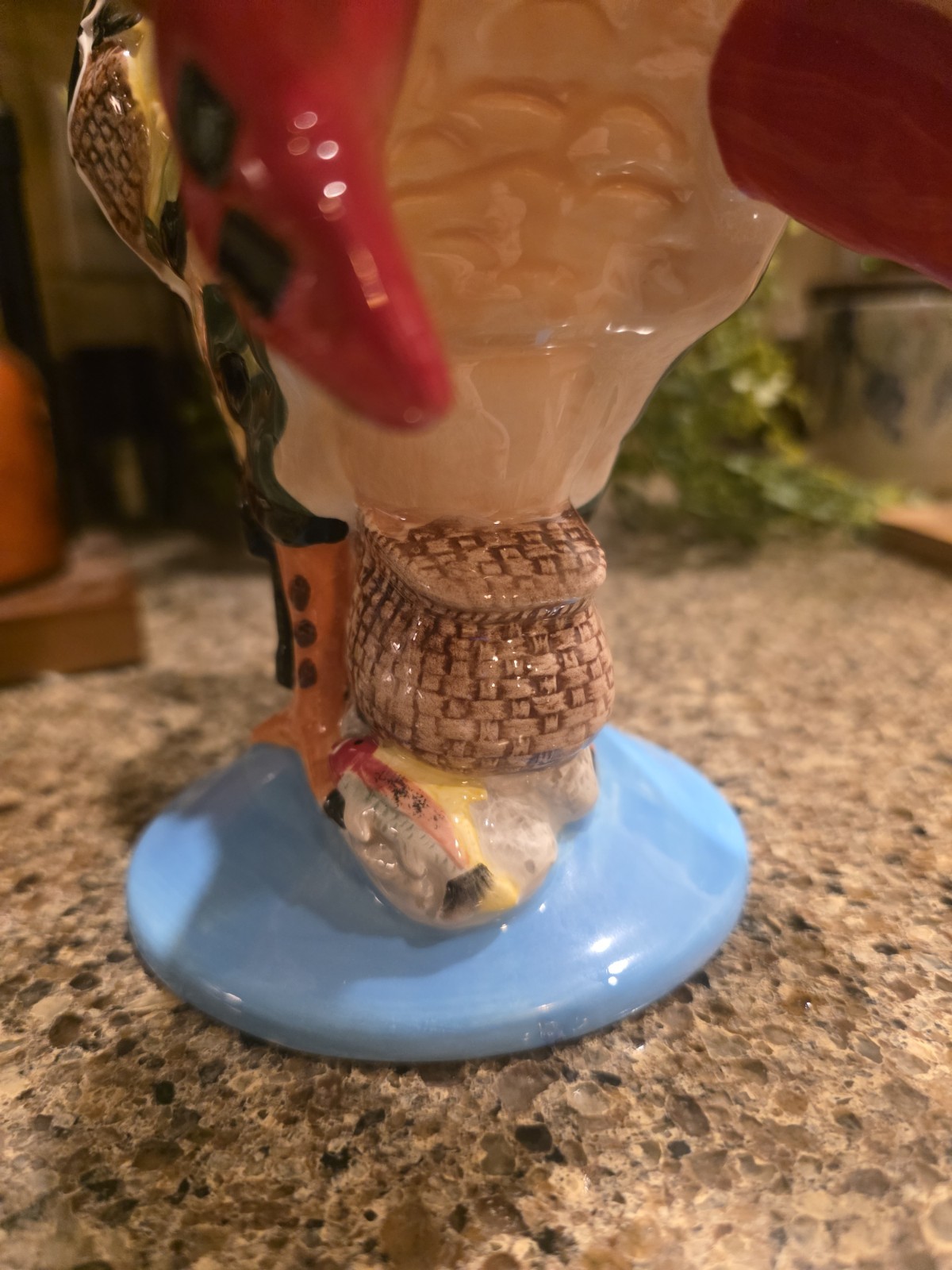 Rare Sharon Neuhaus Poultry In Motion Rocky Mountain Ceramic Rooster Fishing