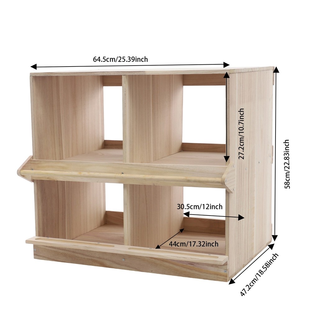 Chicken Nesting Box 4 Compartment Wooden Nesting Boxes for Chickens with Perches