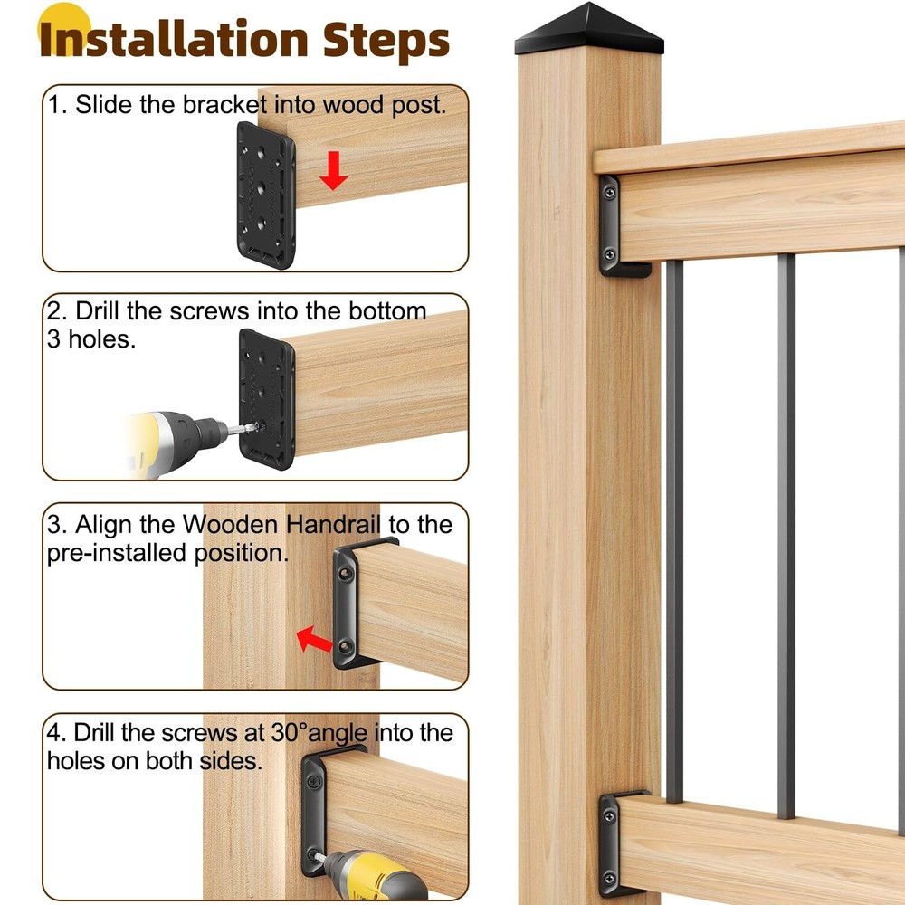 30 Pcs Deck Railing Bracket Connectors for 2"×4“ (Actually 1.5”x3.5“)
