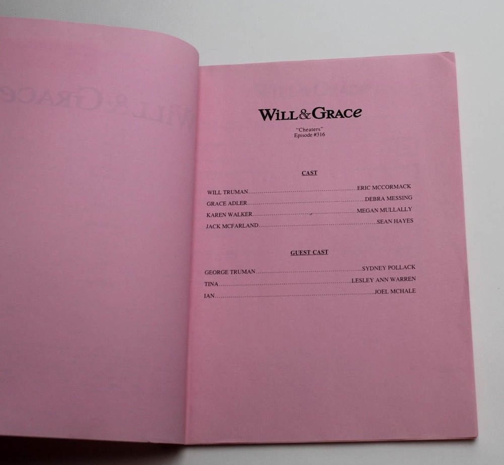 WILL & GRACE / Alex Herschlag 2001 Original TV Show Script, Eric McCormack