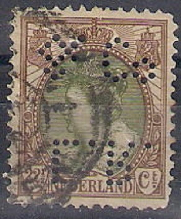 Netherlands Old Stamp Perfin