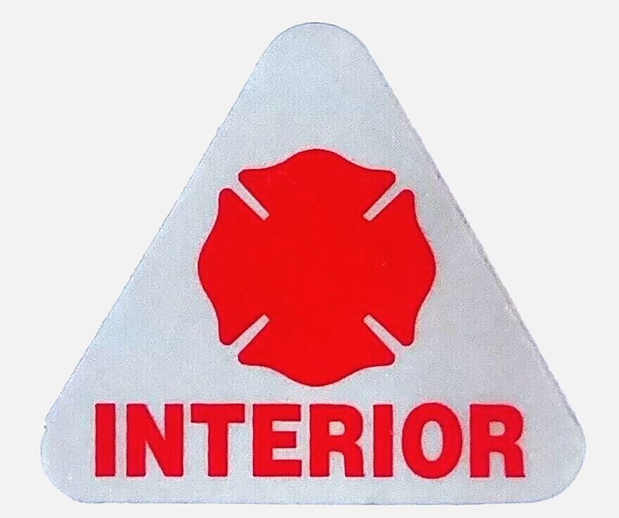INTERIOR Highly Reflective FIRE DEPARTMENT Helmet Decal - 2" Triangle - RED