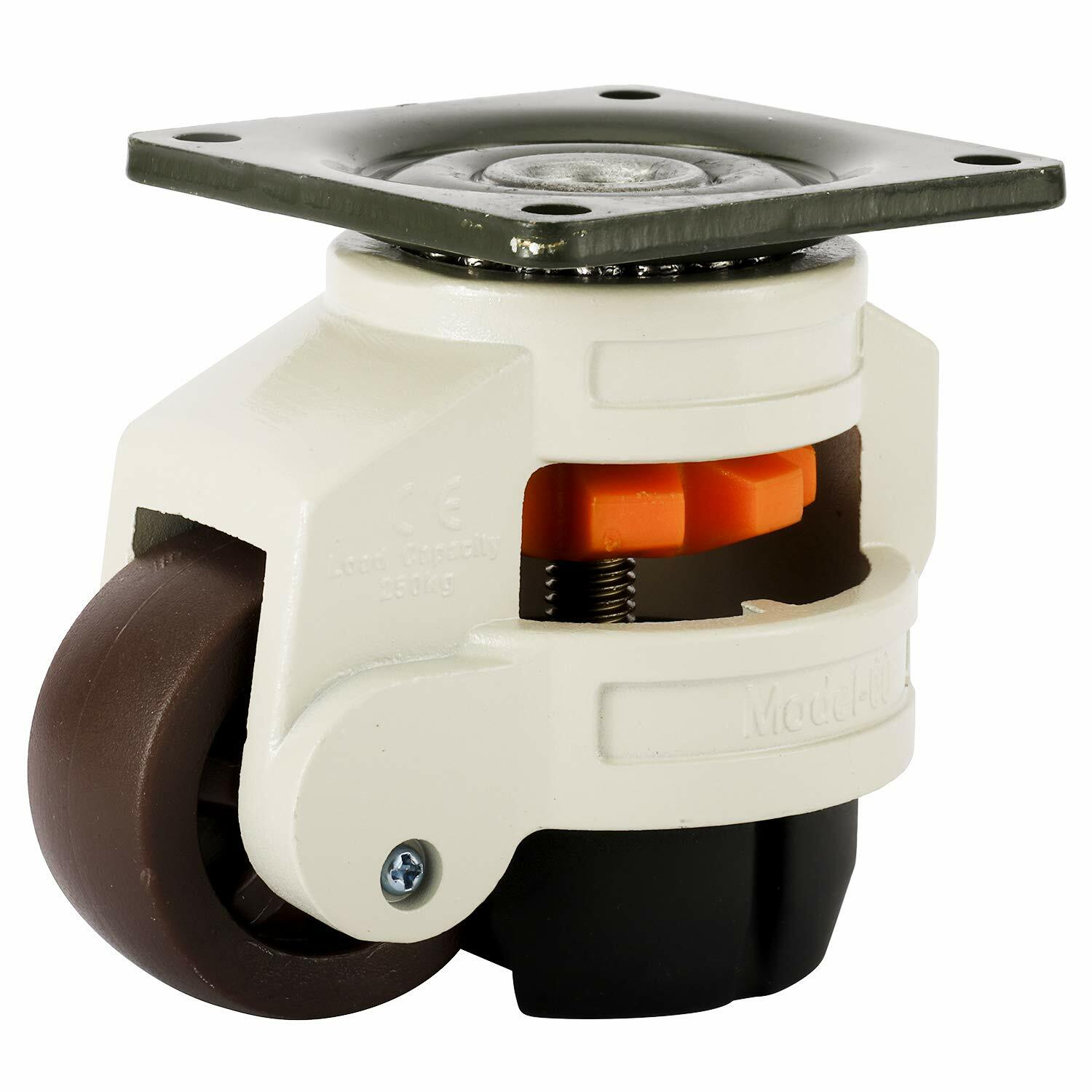 4 Pack Retractable Leveling Machine Casters w/ Nylon Wheel & Rubber Foot 2200lbs